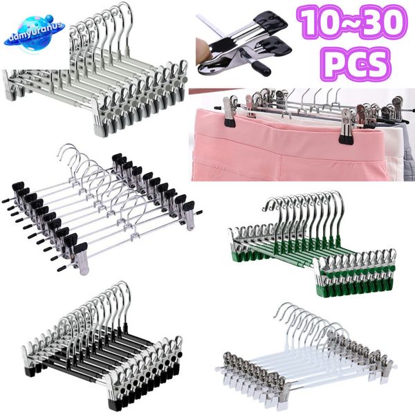 ddmyuranus 10~30PCS Metal Pants Rack Stainless Steel Trouser Wardrobe Clip Anti-slip Hanger for Trousers-Socks-Skirts