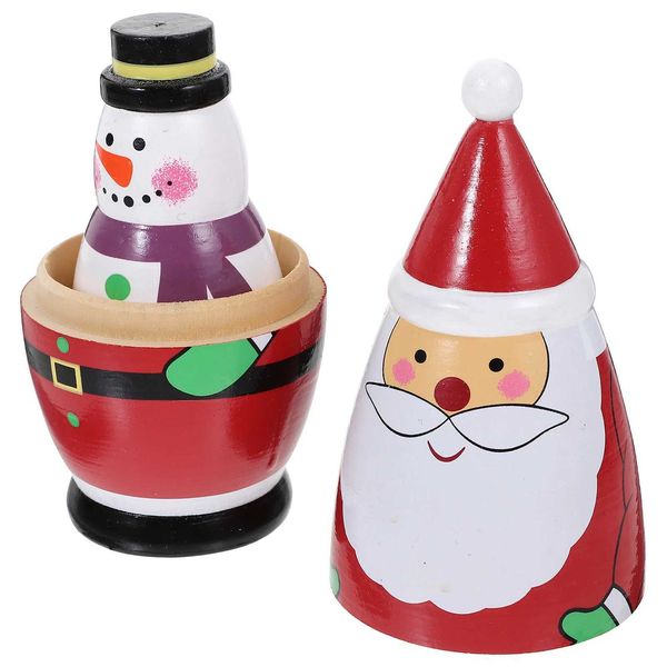 4-5-6 Layer Santa Claus Russian Nesting Dolls Handmade Wooden Matryoshka Toys For Kids New Year Christmas Gifts Y240731