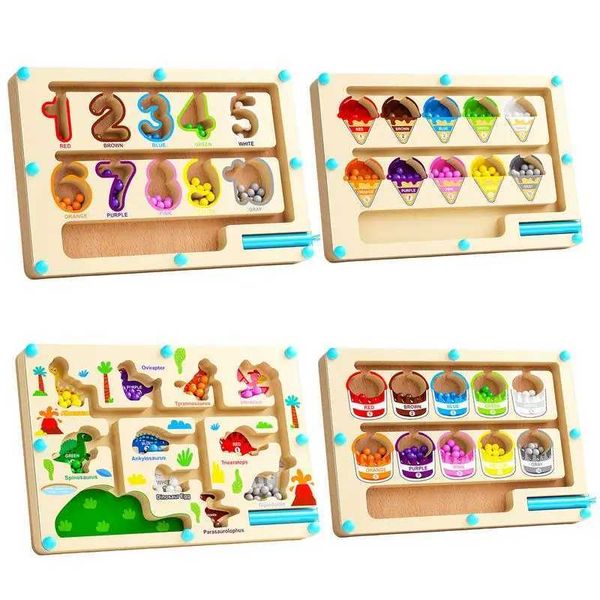 Intelligence toys Montessori Magnetic Color Sorting Games Portable Counting Board Educational Toys Wooden Magnet Puzzle Game Board for Toddl