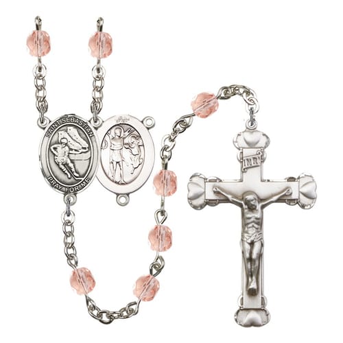 St. Sebastian - Hockey Pink October Rosary 6mm