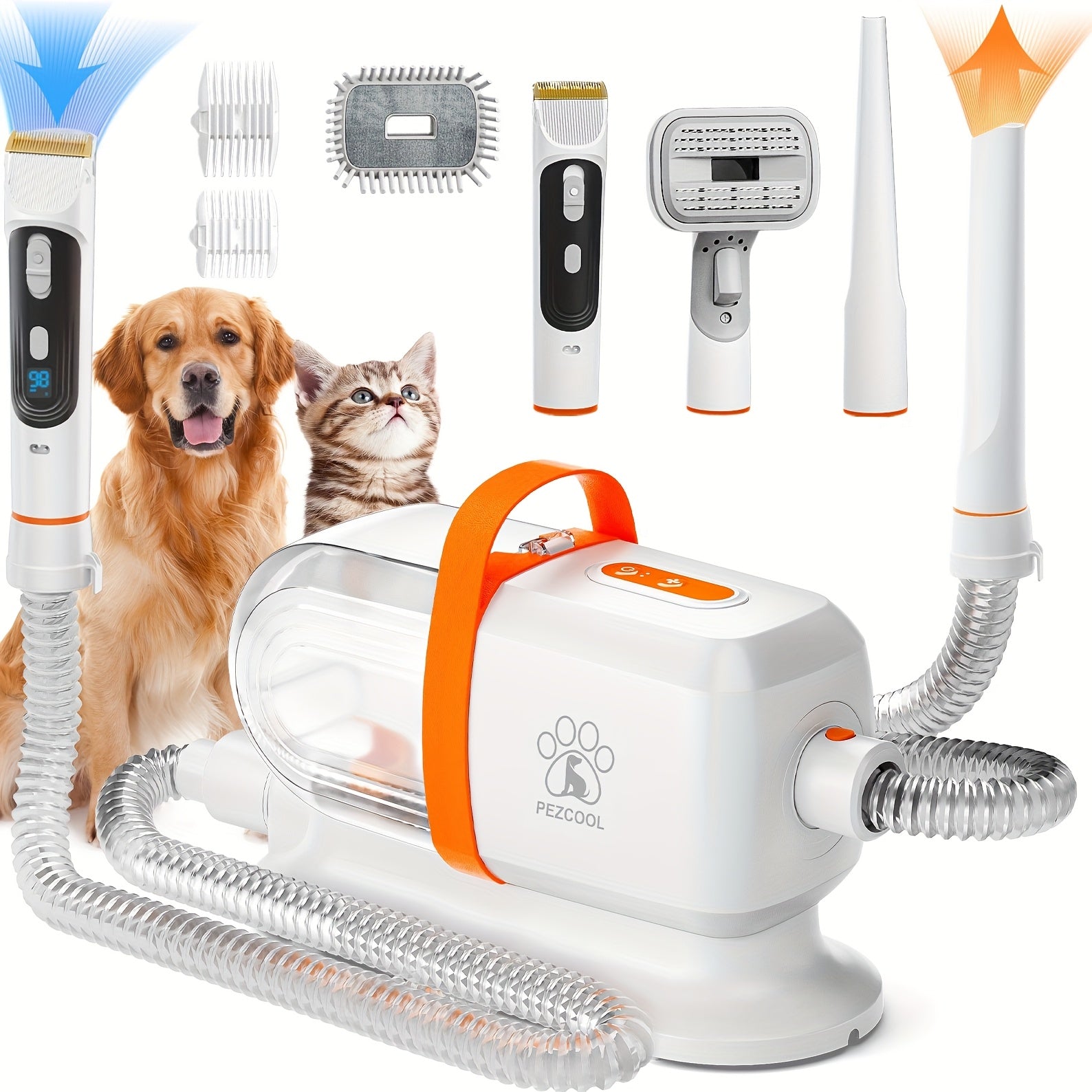 TEMU Dog Grooming Vacuum For Shedding Grooming, 2.2l Cup Dog Grooming Vacuum With Dryer Function, Pet Grooming Vacuum For Dogs, Upgrade Strong Dog