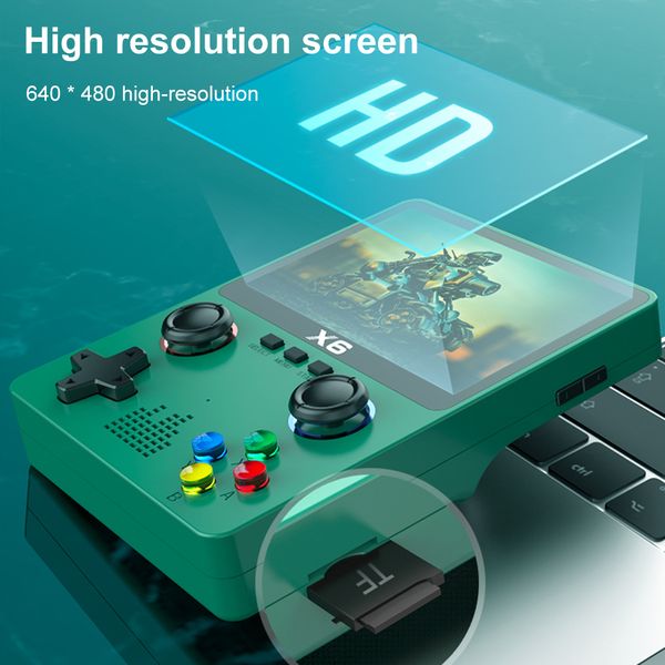 X6 Game Console 3.5&#039;&#039; IPS Screen Game Consoles 10000+ Classic Games Game Consoles ATJ22735 32bit RISC Support Handle Connection