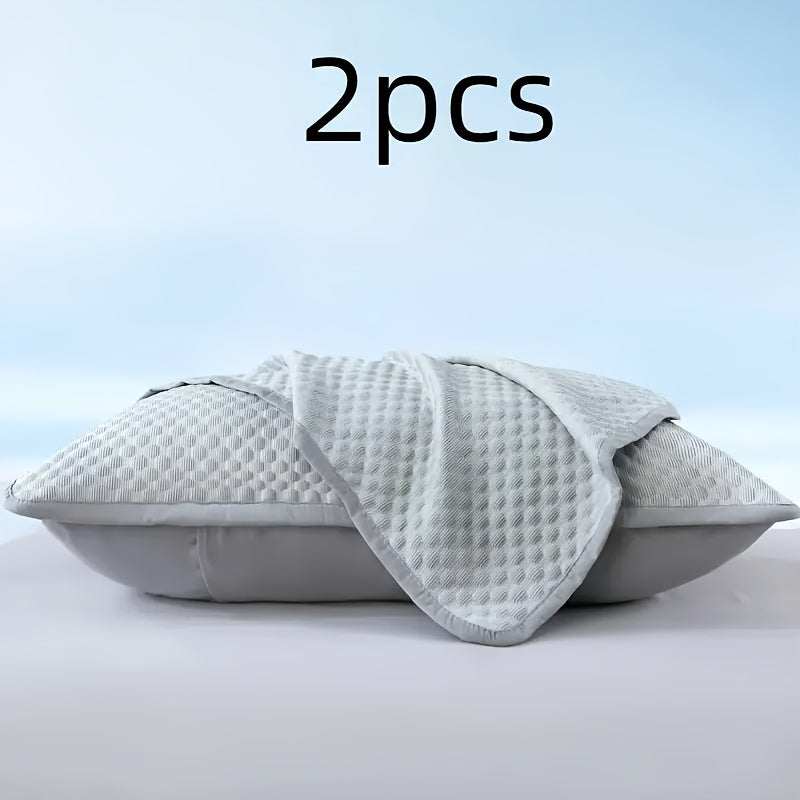 TEMU 2pcs Cooling Pillowcases - Breathable Soft Lightweight Bedding With Sealed Design, Machine Washable, Temperature-regulating For Hot Sleepers,