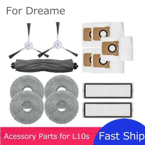Robot Accessories Parts for Dreame Bot L10s Ultra - Pro Robotic Vacuum Cleaner, Main Side Brush, Cover, Filter, Mop Rag Optional
