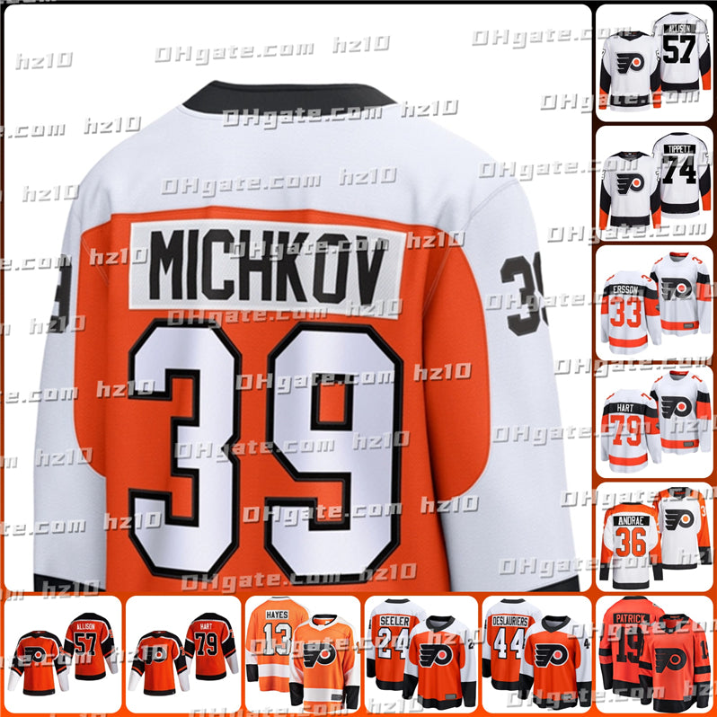 Flyers Hockey Jersey Konecny Matvei Michkov Sanheim Sean Couturier Owen Tippett Bobby Brink Scott Laughton Morgan Frost Tyson Foerster Garnet Hathaw