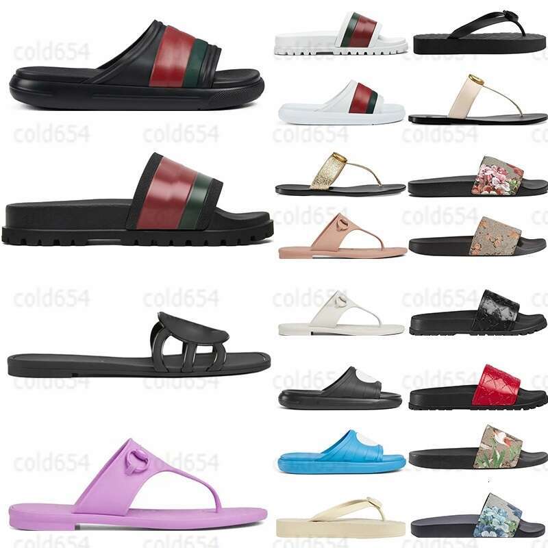Designer Slippers For Mens Womens Floral Brocade Beach Shoes Rubber Flats gear sole Mules 2024 Luxury Flip Flops Slides Sandals Female jelly Claquet