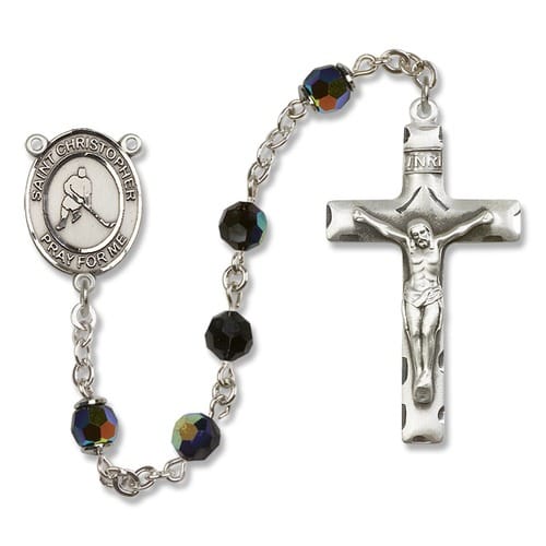 SS Jet Black St. Christopher-Ice Hockey Rosary