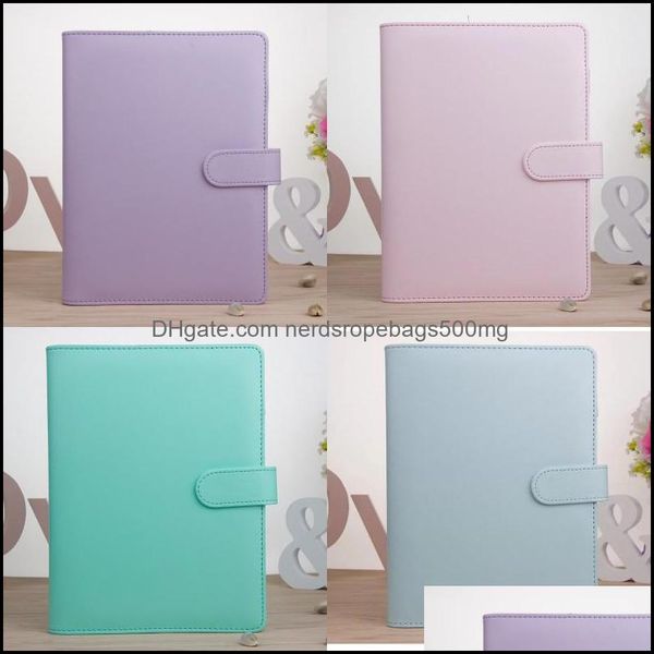 Notepads Sea 5 Colors A6 Empty Notebook Binder 19X13Cm Loose Leaf Notebooks Pu Faux Leather Er File Folder Spiral Planners Scrapbook Dh6Ya