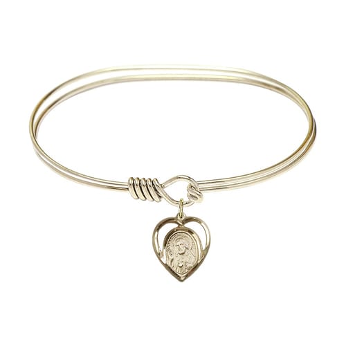 Adult 7&amp;quot; Oval Gold Plated Bangle Bracelet with Scapular Charm