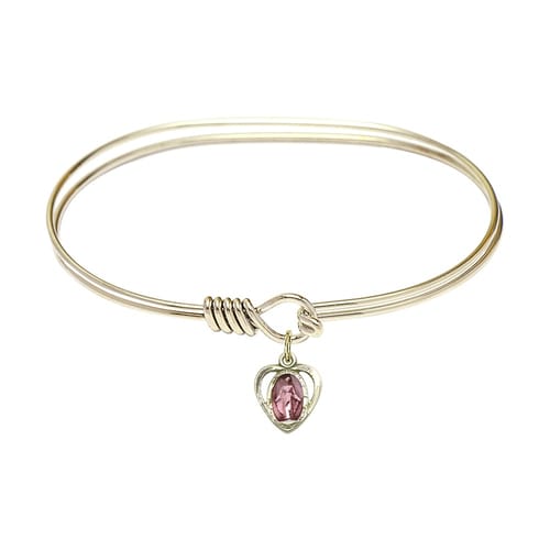 Adult 7&amp;quot; Oval Gold Plated Bangle Bracelet with Miraculous Charm