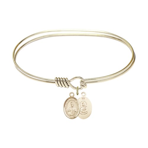 Adult 7&amp;quot; Oval Gold Plated Bangle Bracelet with Scapular Charm