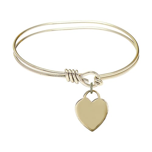 Youth 5 3-4&amp;quot; Gold Plated Bangle Bracelet with Heart Charm