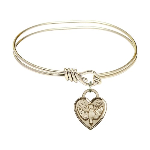 Youth 5 3-4&amp;quot; Gold Plated Bangle Bracelet with Confirmation Heart Charm