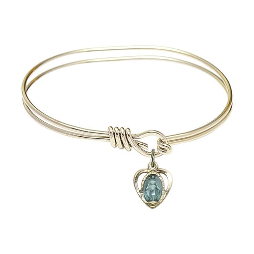 Youth 5 3-4&amp;quot; Gold Plated Bangle Bracelet with Miraculous Heart Medal Charm
