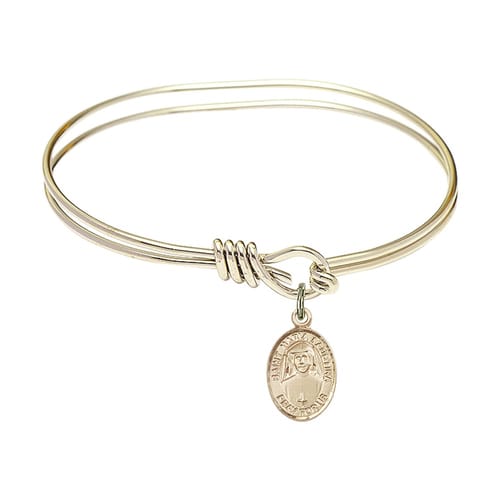 Youth 5 3-4&amp;quot; Gold Plated Bangle Bracelet with St. Maria Faustina Medal Charm