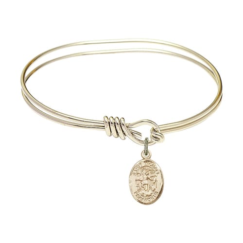 Youth 5 3-4&amp;quot; Gold Plated Bangle Bracelet with St. Michael the Archangel Medal Charm