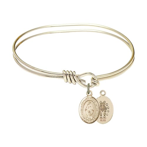 Youth 5 3-4&amp;quot; Gold Plated Bangle Bracelet with Miraculous Charm