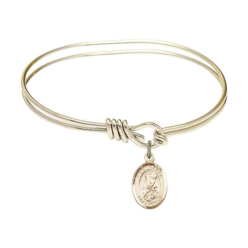 Youth 5 3-4&amp;quot; Gold Plated Bangle Bracelet with St. Sarah Medal Charm