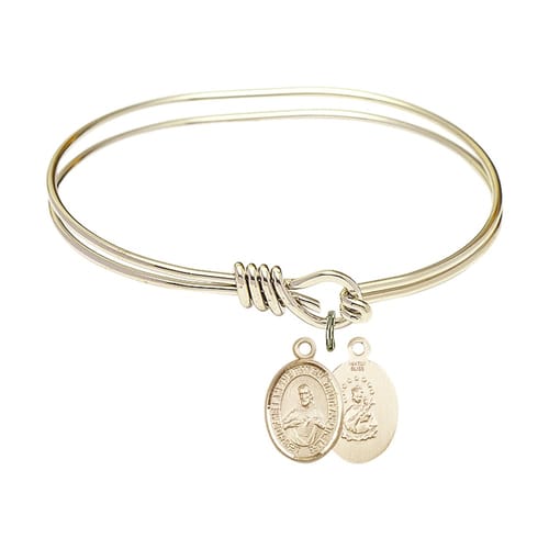 Youth 5 3-4&amp;quot; Gold Plated Bangle Bracelet with Scapular Charm