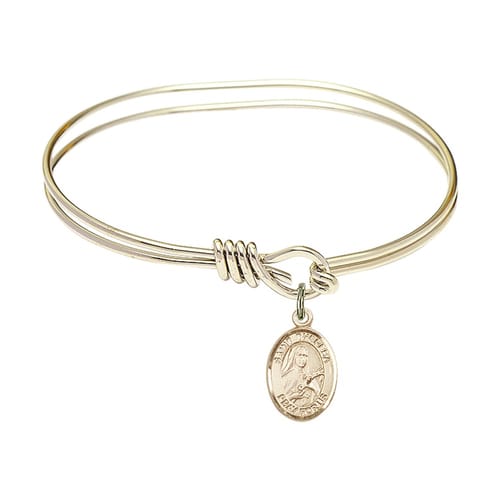 Youth 5 3-4&amp;quot; Gold Plated Bangle Bracelet with St. Theresa Medal Charm