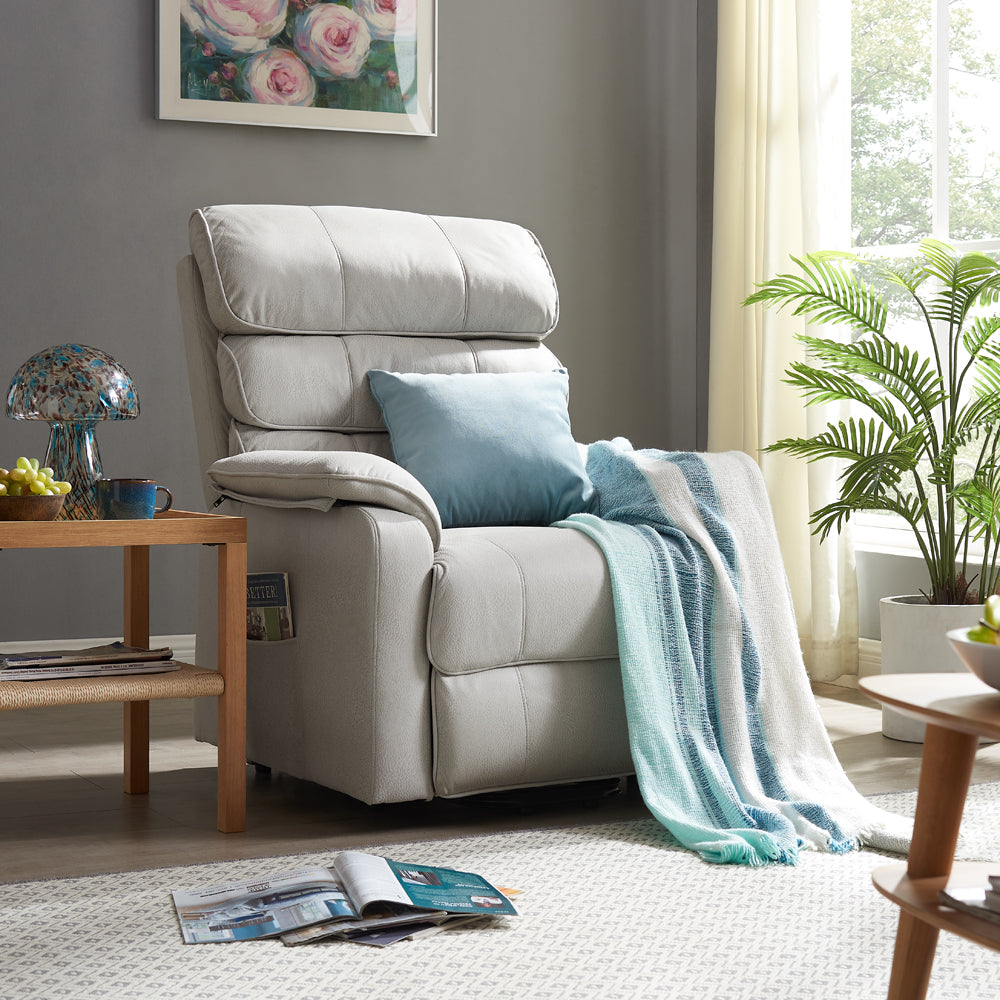 Blair Electric Recliner Lift And Tilt Riser Armchair Air Leather, Light Grey