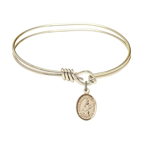 Youth 5 3-4&amp;quot; Gold Plated Bangle Bracelet with St. Thomas of Villanova Medal Charm