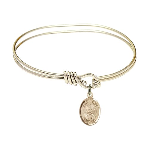 Youth 5 3-4&amp;quot; Gold Plated Bangle Bracelet with St. Gianna Beretta Molla Medal Charm