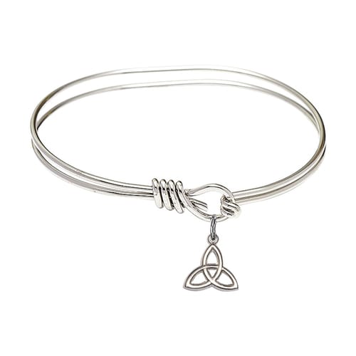 Youth 5 3-4&amp;quot; Rhodium Plated Bangle Bracelet with Trinity Irish Knot Charm
