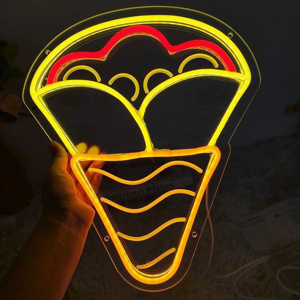 Crepe Neon France Sign Fries Hamburger Pizza Cake Donuts LED Neon Lighting Lamps Party kitchen Restaurant Shop Kawaii Room Decor Z241123