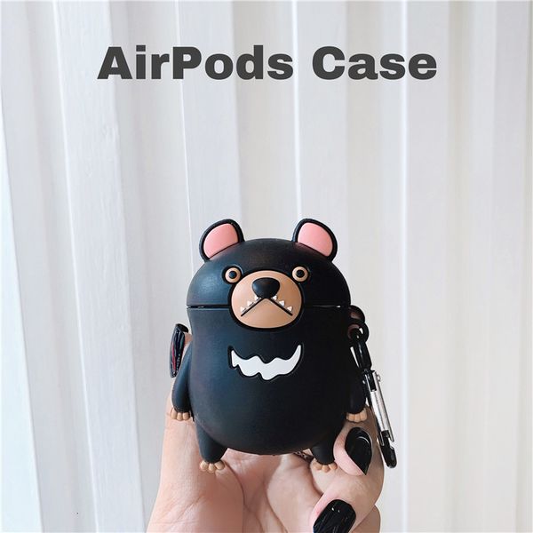 ddmygifts Black Bear Creative 2 Silicone Protector Wireless Earphone Case Personalized Cartoon Suitable A