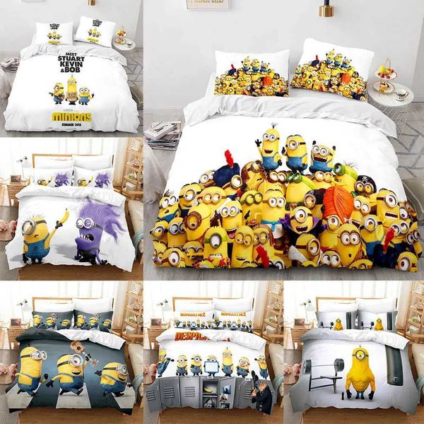 Despicable Me Cute Minions Bedding Sets Comforter Cover 2-3 piece set of down duvet covers for childrens bedroom decoration X241029