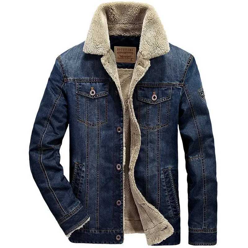 Mens denim jacket autumn and winter new casual loose paddle thickened outdoor camping collar jacket mens fashionable cotton clothing W241125