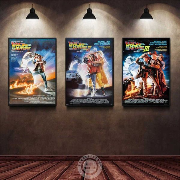Returning to the future of film printing classic movies retro posters time travel walls art canvases painting bedrooms home decor Y241015