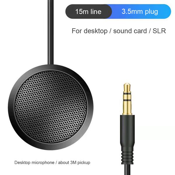USB-3.5mm Conference Microphone 360° Omnidirectional Condenser Mic Desktop PC Mic for Video Conference Gaming Chatting