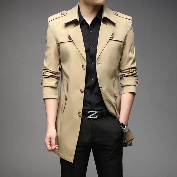 Autumn Men Long Trench Fashion British Style Trench Coats Mens Casual Outerwear Punk Jackets Windbreaker Clothing 4XL 241227