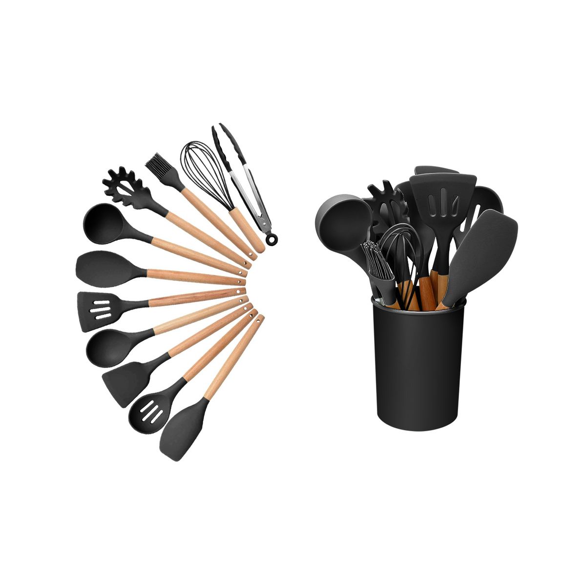 NewHome™ 11-Piece Silicone Cooking Utensil Set - NewHome 11 Silicone Cooking Utensils BLK