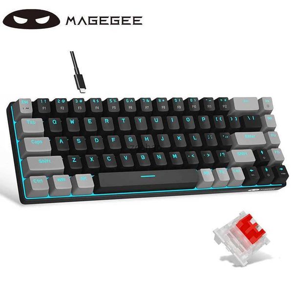 Keyboards MageGee Portable 60% Mechanical Gaming Keyboard MK-BOX LED Backlit Compact 68 Keys Mini Wired Office Keyboard with Blue SwitchL240
