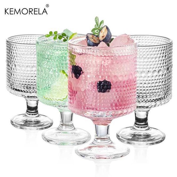 4PCS Hobnail Iced Beverage Goblets Vintage 8oz Glassware Hobnail Goblet Glasses Glass Cups For Wine Soda Juice Parties Bars Y250122