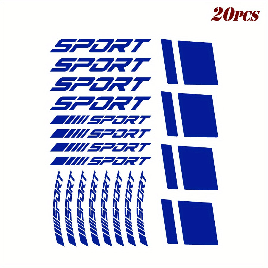 TEMU 20pcs- Reflective Car Wheel Rim Vinyl Stickers Mark Stripe Racing Wheel Decals