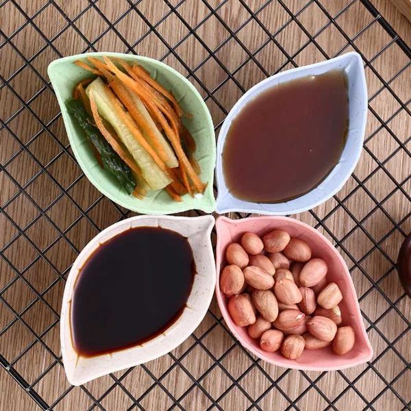 4pcs Wheat Straw Leaves Small Plate Kitchen Soy Sauce Vinega stad Tablewae DishesXJ241209