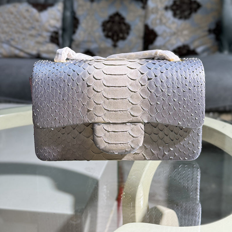 Snakeskin Mini Flap Bag 20CM Mirror Quality Shoulder Designer Bag Luxury Chain Bag Genuine Leather Crossbody Bag With Box 24C02M