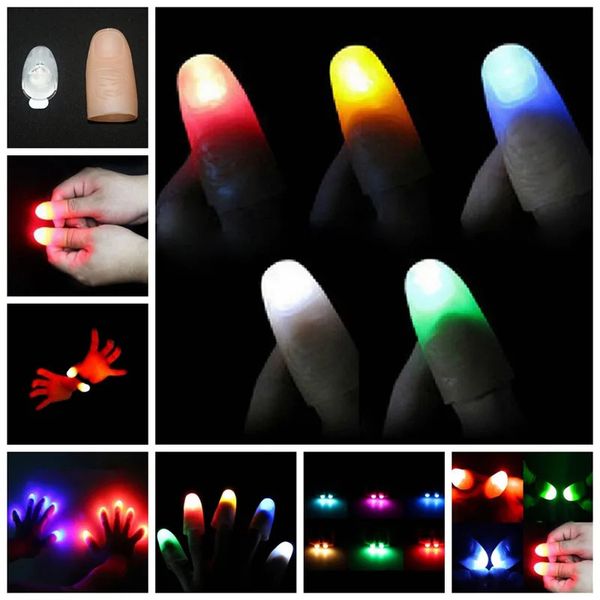 Novelty Games 2Pcs Magic Super Electronic LED Light Flashing Fingers Trick Props Kids Amazing Glow Toys Children Luminous Decor Gifts 231018