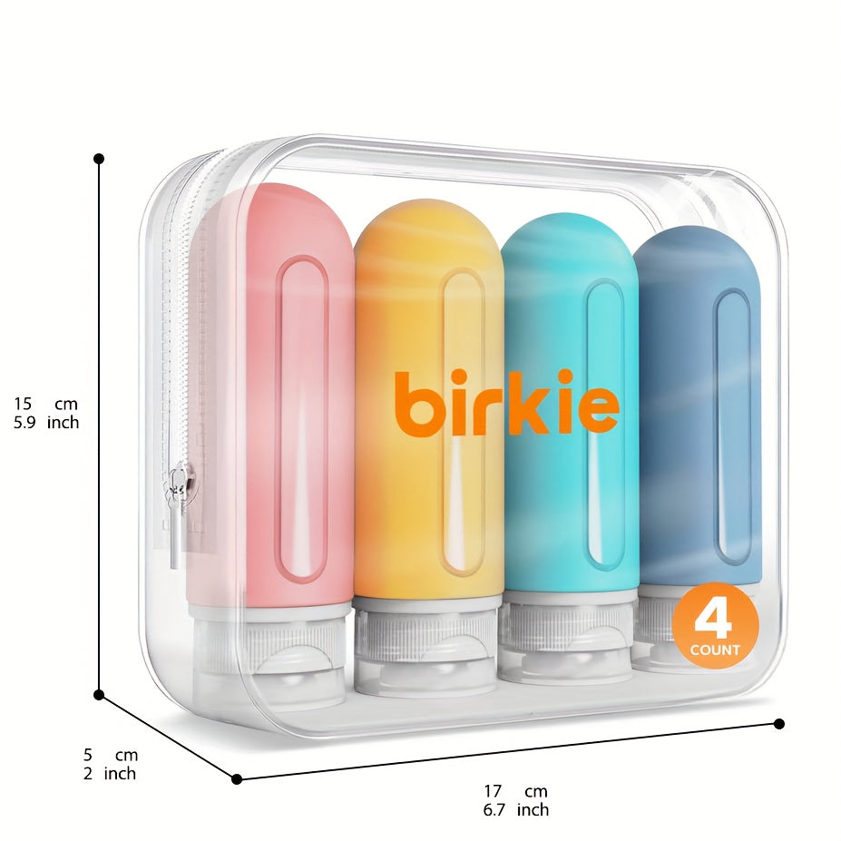 TEMU Silicone Travel Bottles For Toiletries (3oz * 4), Refillable Liquid Travel Size Bottles, Travel Shampoo&conditioner Bottles, Leak Proof Travel
