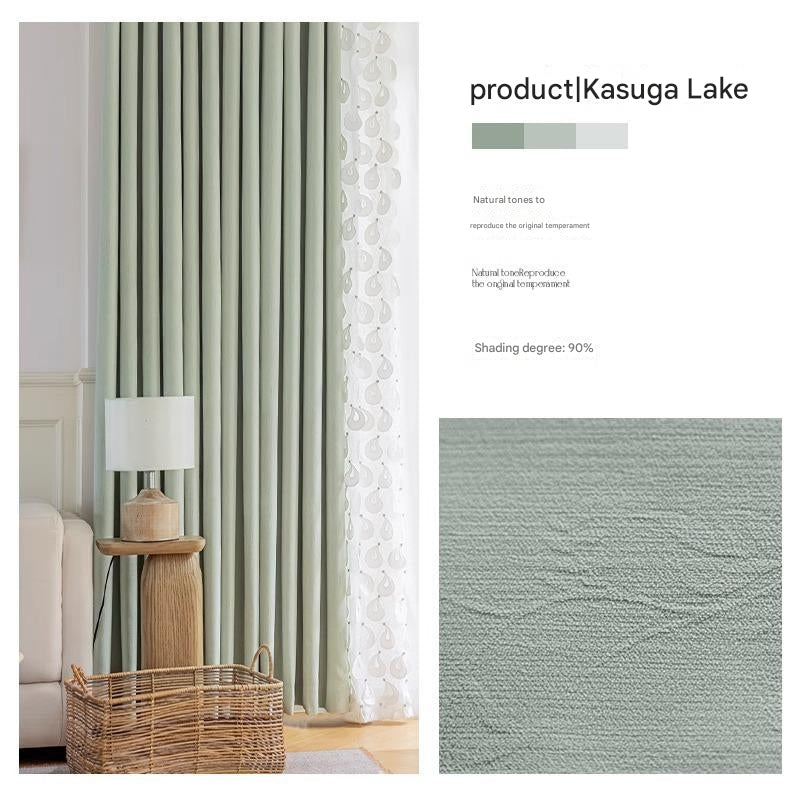 B445 cream curtain blackout simple bedroom living room chenille jacquard fabric curtain fabric