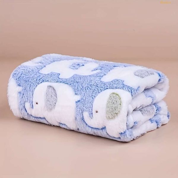 Elephant Cozy Cartoon Pet Blanket All Sizes - Warm, Durable Flannel Throw for Dogs & Cats, Easy Maintenance