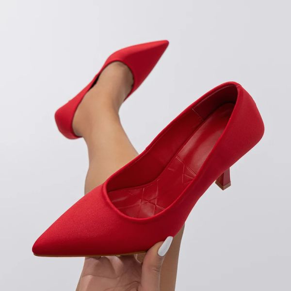 Eilyken Concise Pointed Toe Mules Women Pumps Fashion Shallow Thin High Heels Wedding Party Sandals Spring Autumn Shoes 607f