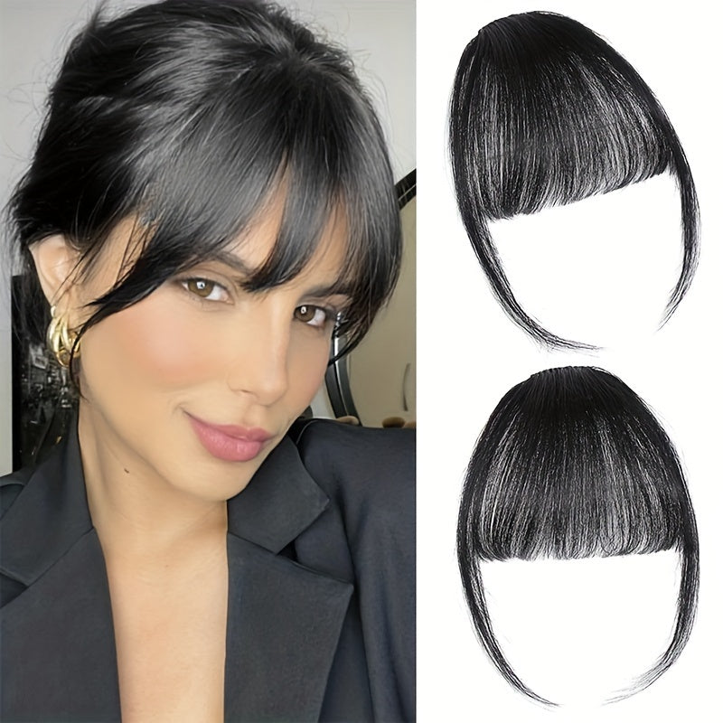 TEMU -in Bangs With Temples - , Straight Hairpieces For Women & Girls, Casual Attire