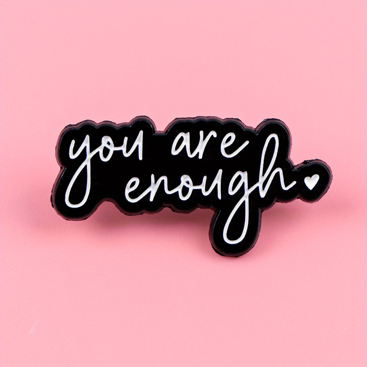 TEMU 1pc Yansitu "you Are Enough" Enamel Lapel Pin - Inspirational Quote With Heart Symbol, Alloy, Irregular Shape, Backpacks, Briefcases, Clothes,
