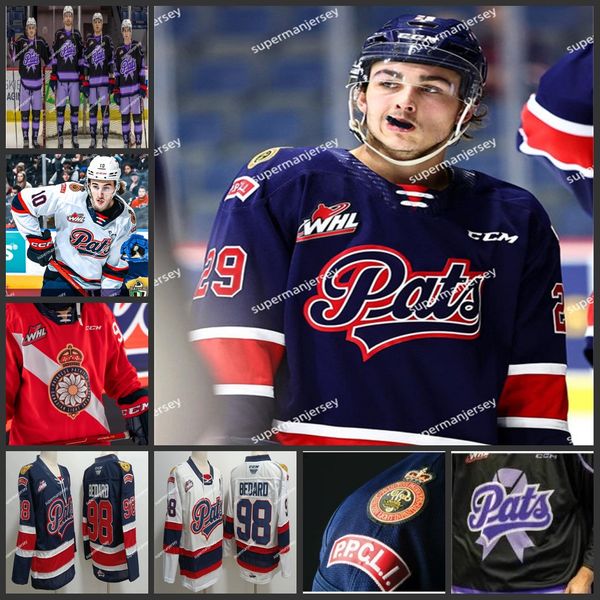 Custom Regina Pats Jersey Connor Bedard Parker Berge Regina Jersey Tanner Brown Layton Feist Riley Ginnell Omen Harmacy mens Regina Hockey J