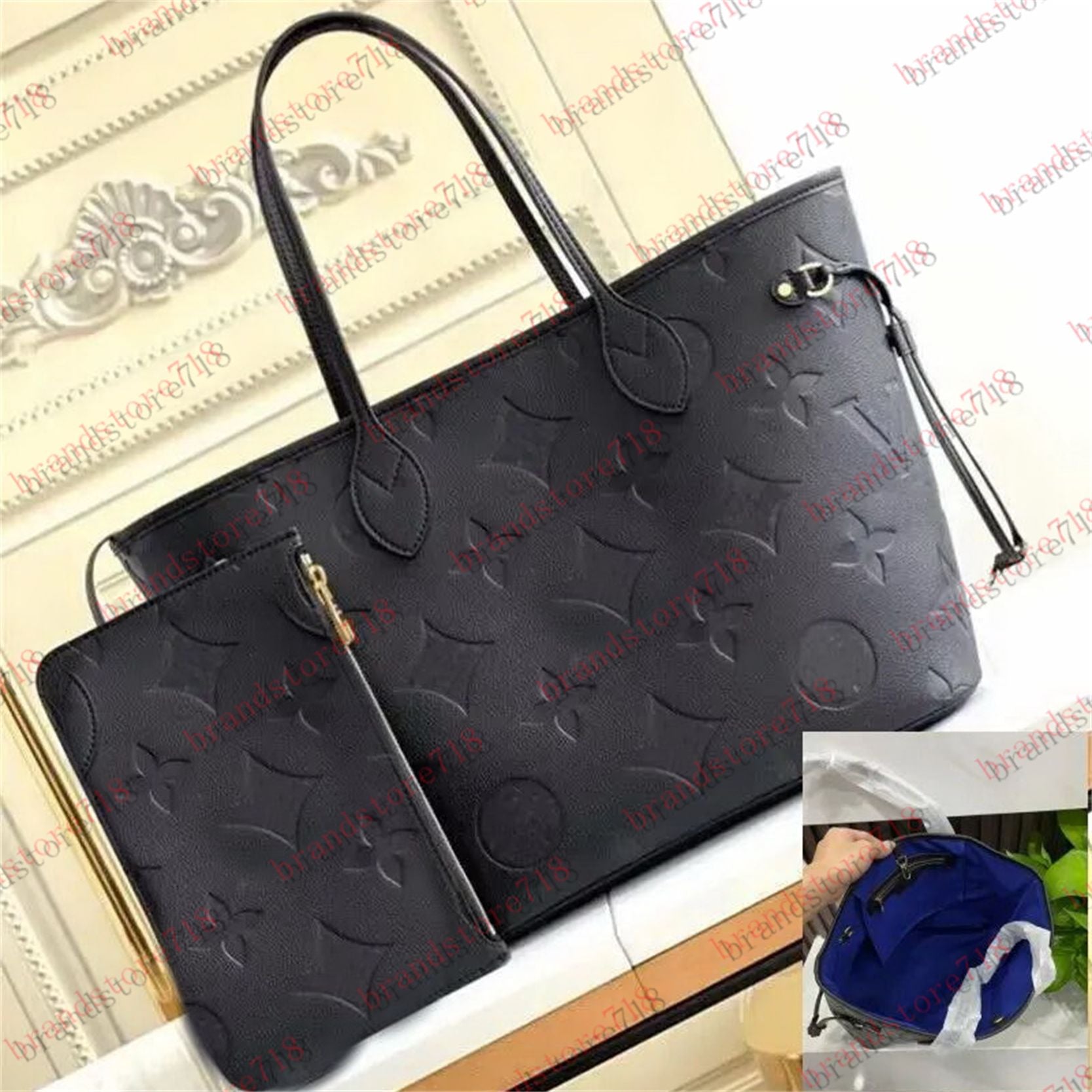 2025 designer bag 2pcs Set Naverfull Enbossed Flower Women Cross body Handbag Shoulder Bags Composite bag Lady Clutch Tote Bag shopping Female Coin